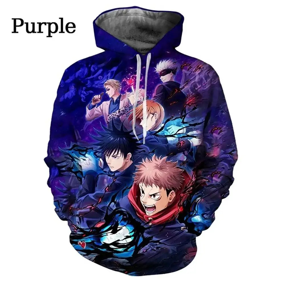 New Mens Fashion Hoodie Anime Manga Jujutsu Kaisen Pattern Sweatshirt 3D Print 