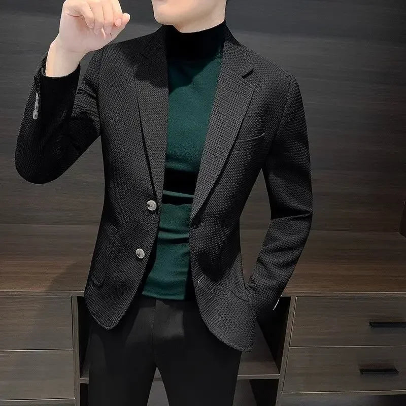 Classic Men Plaid Party Jacket Man Suit Blazers Casual Wear