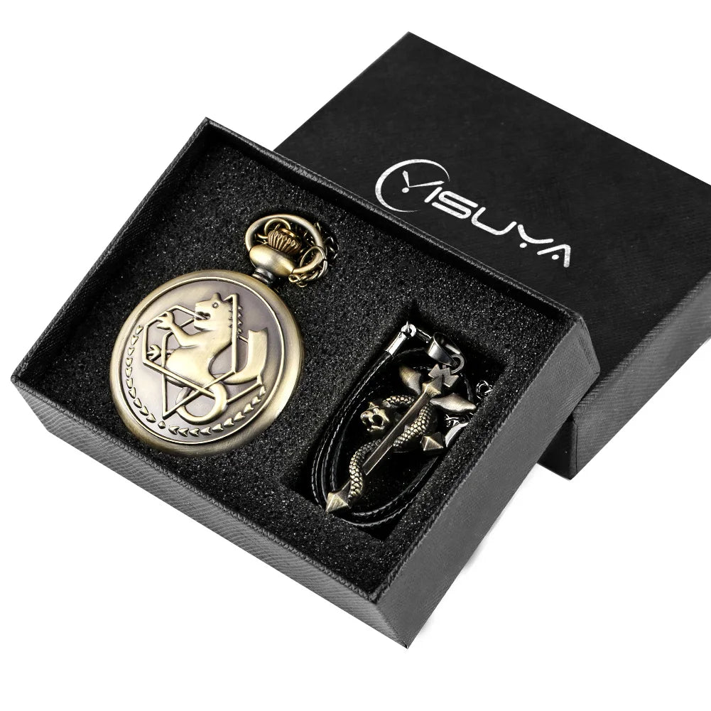 Mens Vintage Silver/Bronze Pocket Watch Pendant
