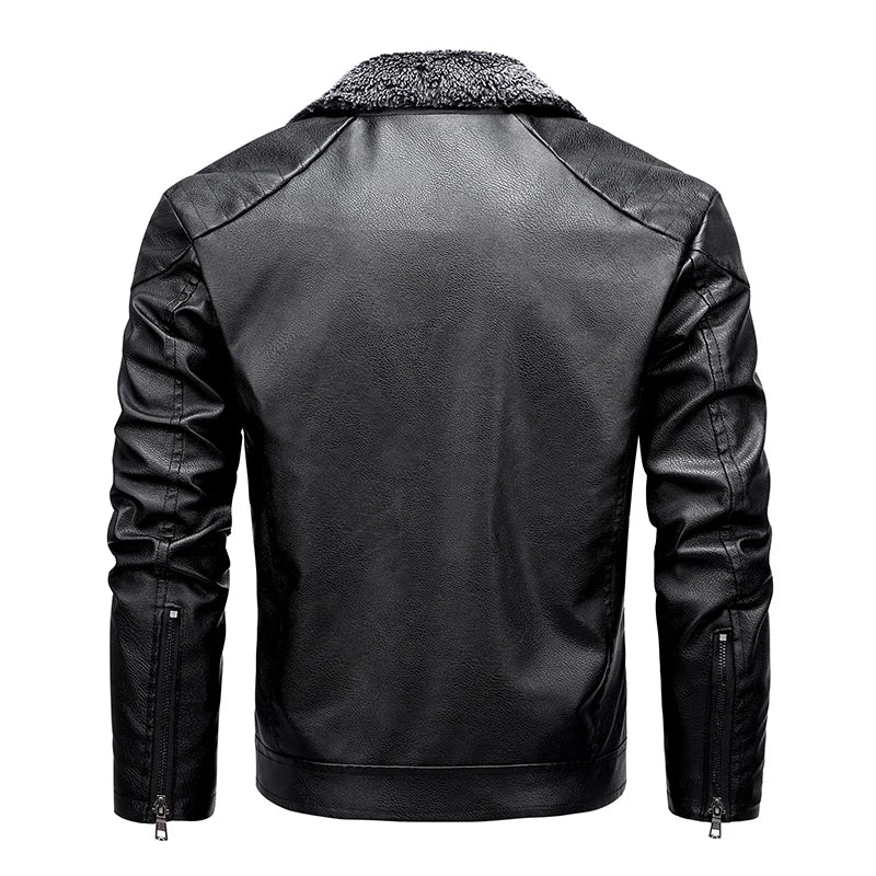 New Fusion Man Fleece Thickening Leather Clothing Winter Flip Collar Windproof Business Affairs Jackets 