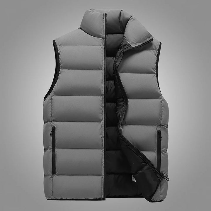 Warm Sleeveless Vest Jacket for Men Autumn Winter Windproof Zipper Coat Stand-Up Collar Casual Waistcoat Men Brand Clothing New