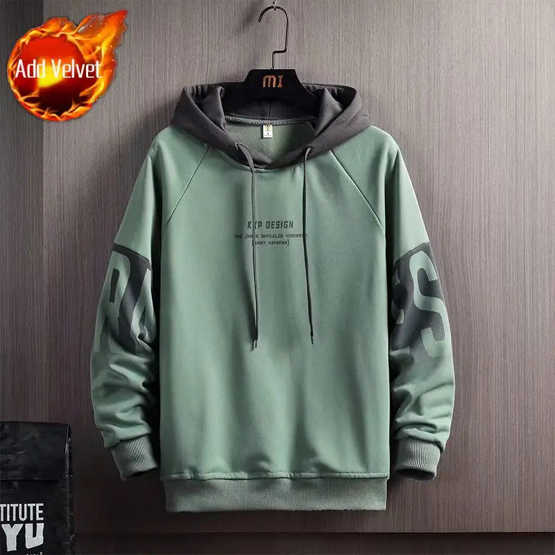 Male Clothes Hooded Green Loose Sweatshirt for Men Hoodies Fleeced Pastel Color Designer Sweat Shirt High Quality Streetwear S