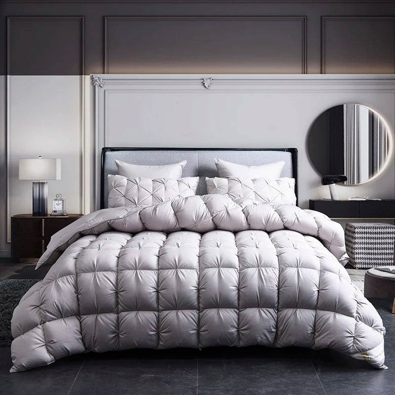 White Goose Down Winter Duvet – Thick 3D Bread Pinch-Pleat Comforter