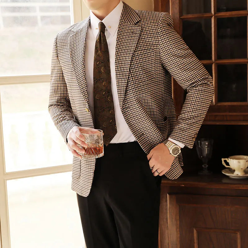 Mens Modern Business Slim-Fit Suit Blazer Jacket