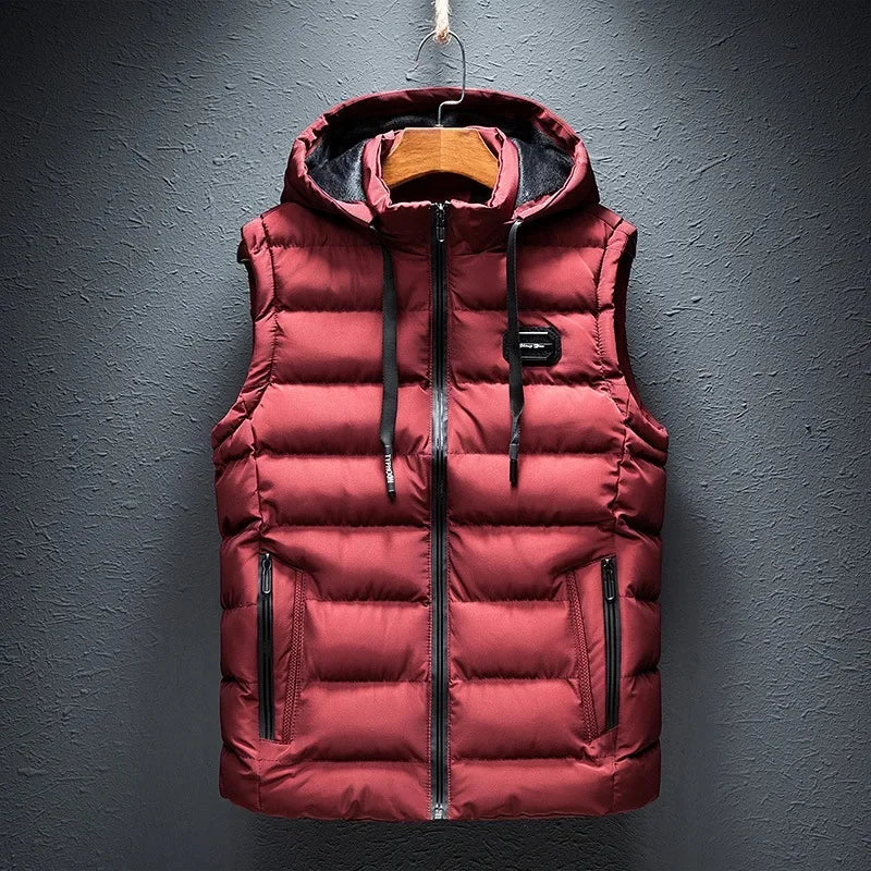 Mens Insulated Hooded Thickened Cotton Vest jacket