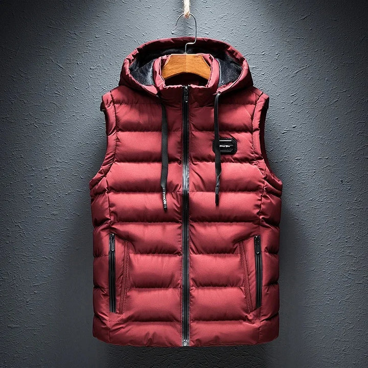 Mens Insulated Hooded Thickened Cotton Vest jacket
