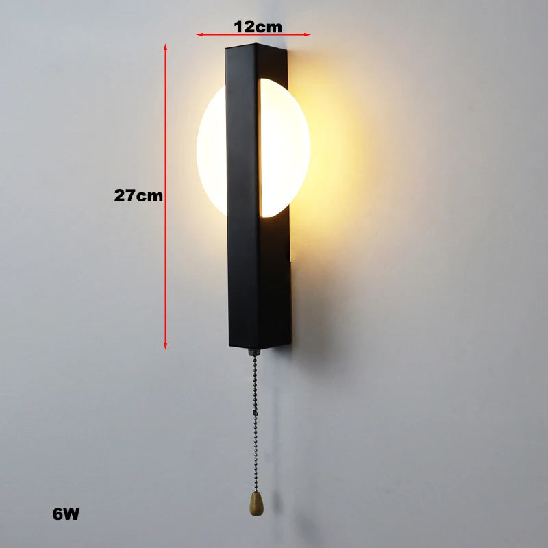 Nordic Wall Lamps with Pull Switch Bedroom Modern Home Decor