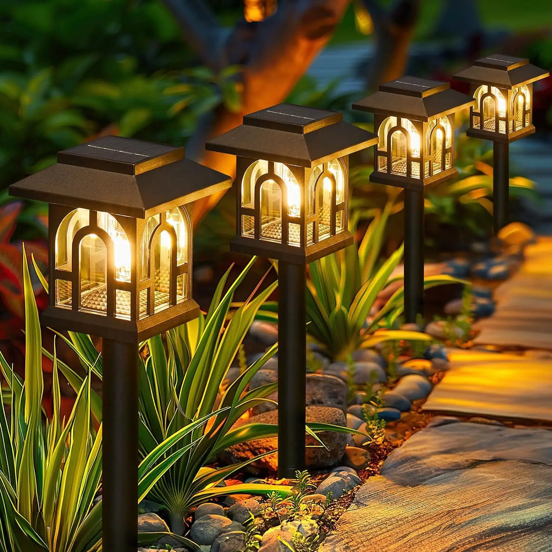 Modern Solar Pathway Lights Outdoor Home Garden