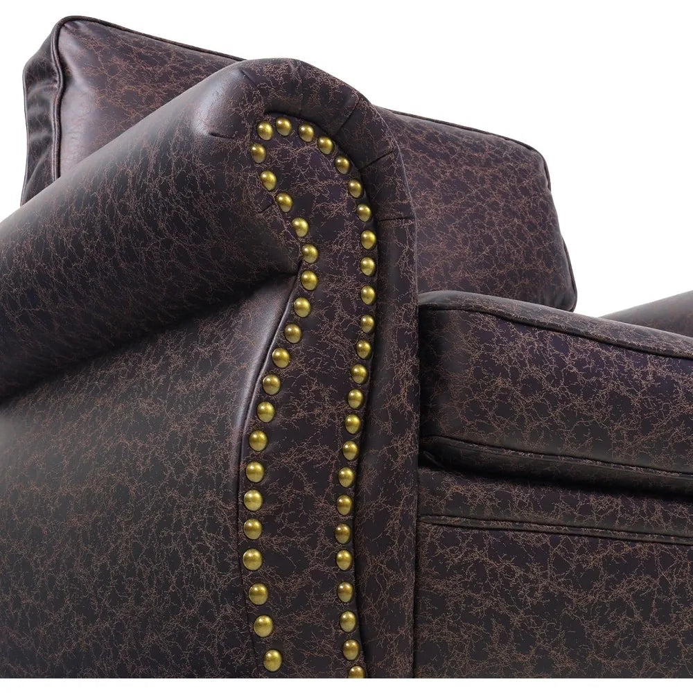 Living Room Furniture Sofa Set Mid-Century with Rivet Design