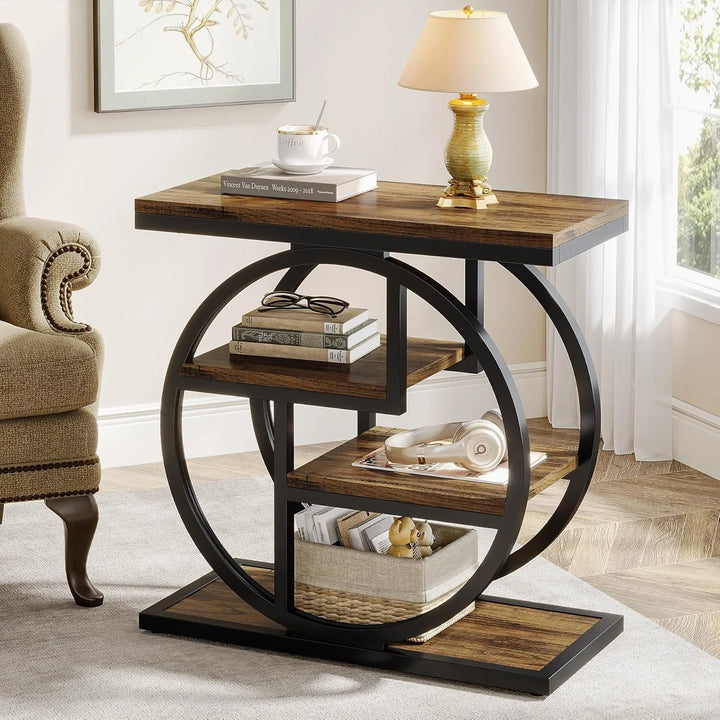 Vintage Living Room, 4-Tier - Storage Shelves Side Table