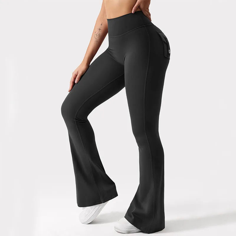 2024 Newest Women Wide Leg High Stretch Yoga Leggings Naked Feeling Compression Fitness Workwear with Pockets Yoga Pant ﻿