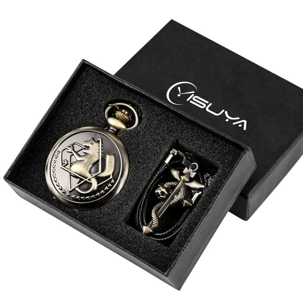 Mens Vintage Silver/Bronze Pocket Watch Pendant