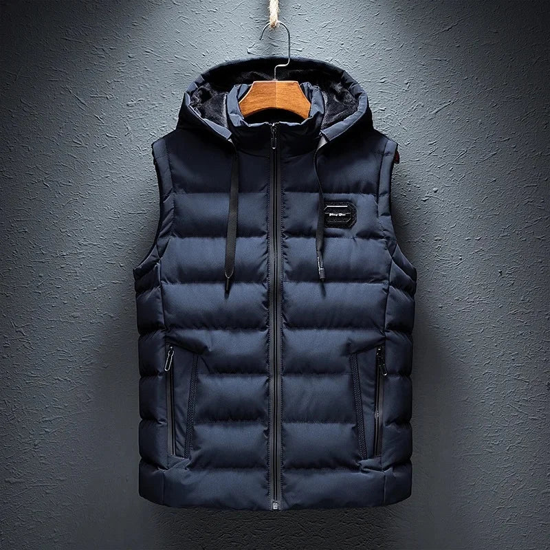Mens Insulated Hooded Thickened Cotton Vest jacket