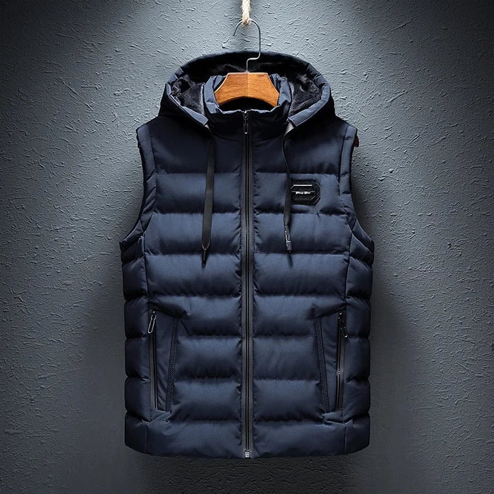 Mens Insulated Hooded Thickened Cotton Vest jacket