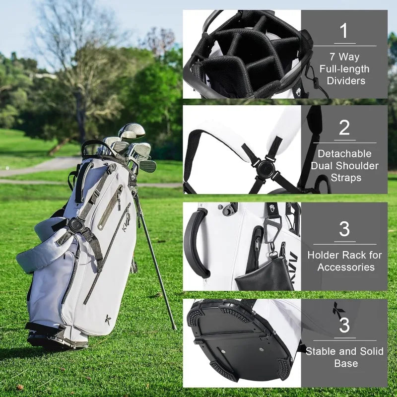 KVV Lightweight Golf Stand Bag with 7 Way Full-Length Dividers 