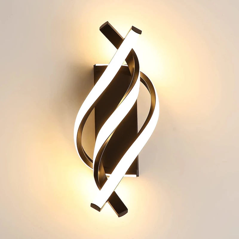 Curved Spiral Design LED Wall Lamp Bedroom Bedside Home Decor Light