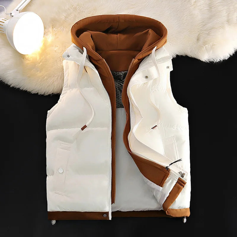 Down Cotton Vest Male Autumn Winter Middle School Students Loose Brand Fashion Trend Thickened Waistcoat Cotton-Padded Jacket