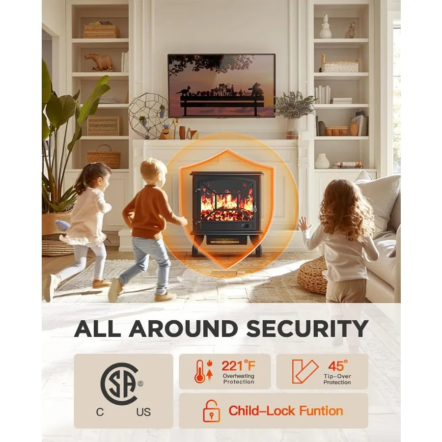 Modern Remote Control Electric Fireplace Heater for Living Room 