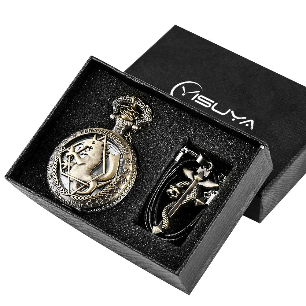 Mens Vintage Silver/Bronze Pocket Watch Pendant