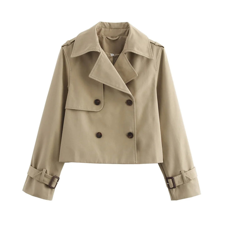 New Woman Ladies Vintage Cropped Trench Jacket 