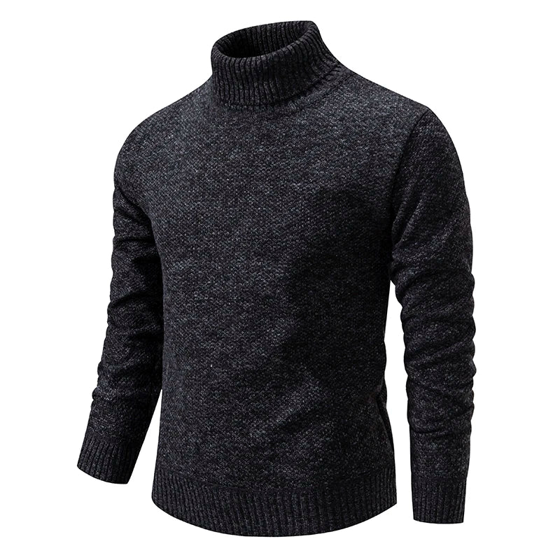 New Italain Style Sweater Men's Autumn Winter New Trend Slim Wool Thin Velvet Turtleneck Outerwear