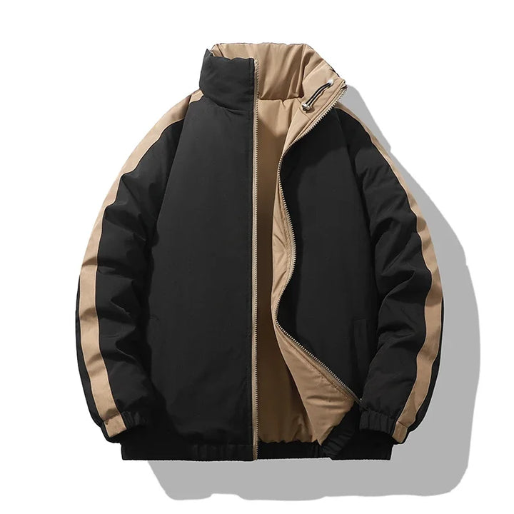 Mens Business Casual Winter Warm Jacket New Solid Color Double Sided Wearable Design thickened Jacket