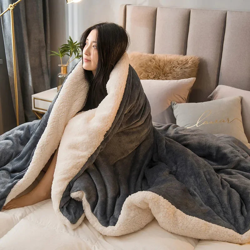 New Arrived Lux Wool Throw Blanket Keep Warm Winter Bed Blankets Double Sided Queen Duvet Fashion