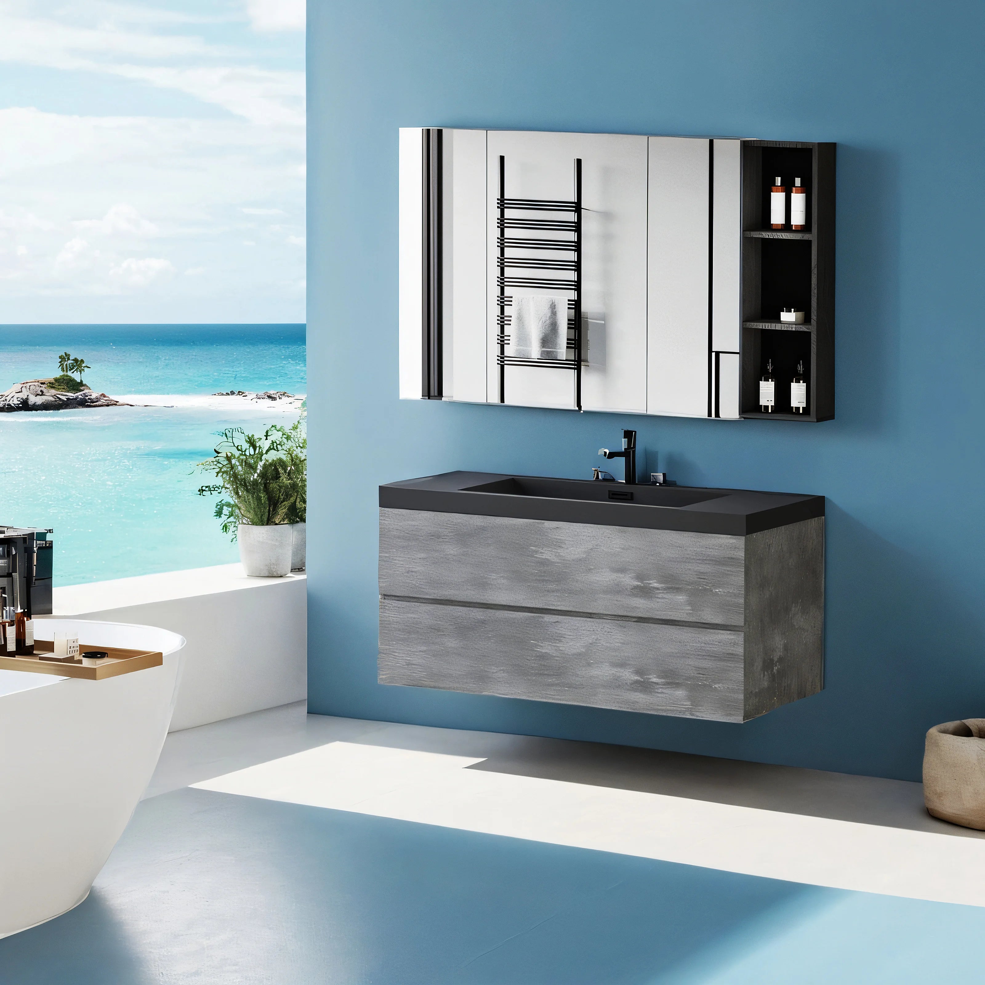 Modern Lux 48" Floating Bathroom Vanity with Sink