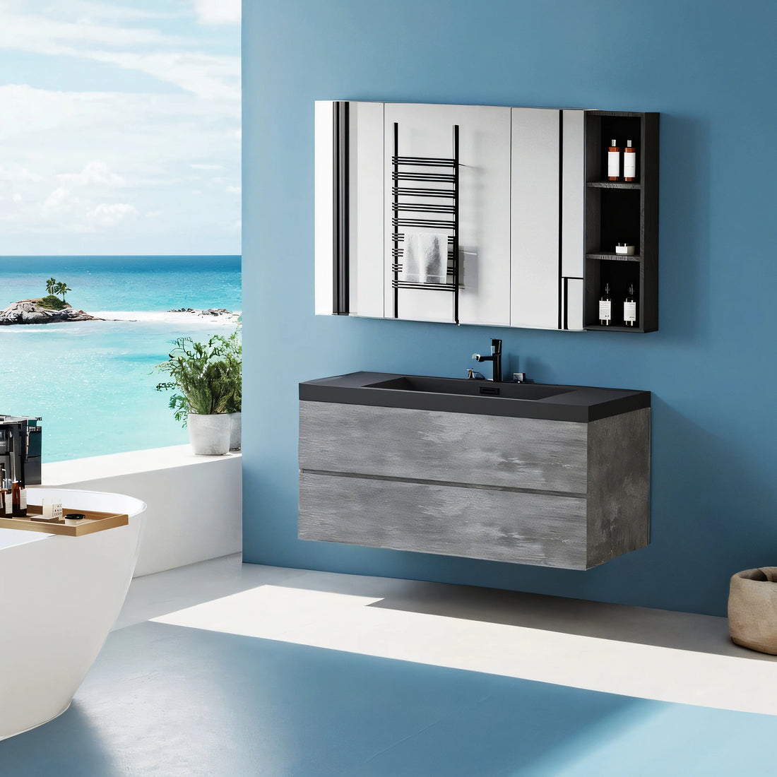 Modern Lux 48" Floating Bathroom Vanity with Sink