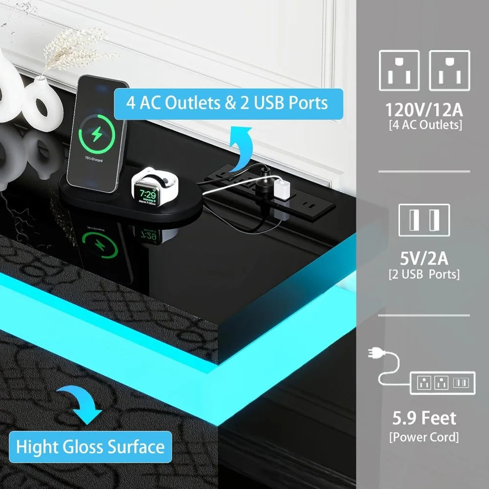 New  Fireplace TV Stand for 90 Inch Tvs, Modern with LED Lights