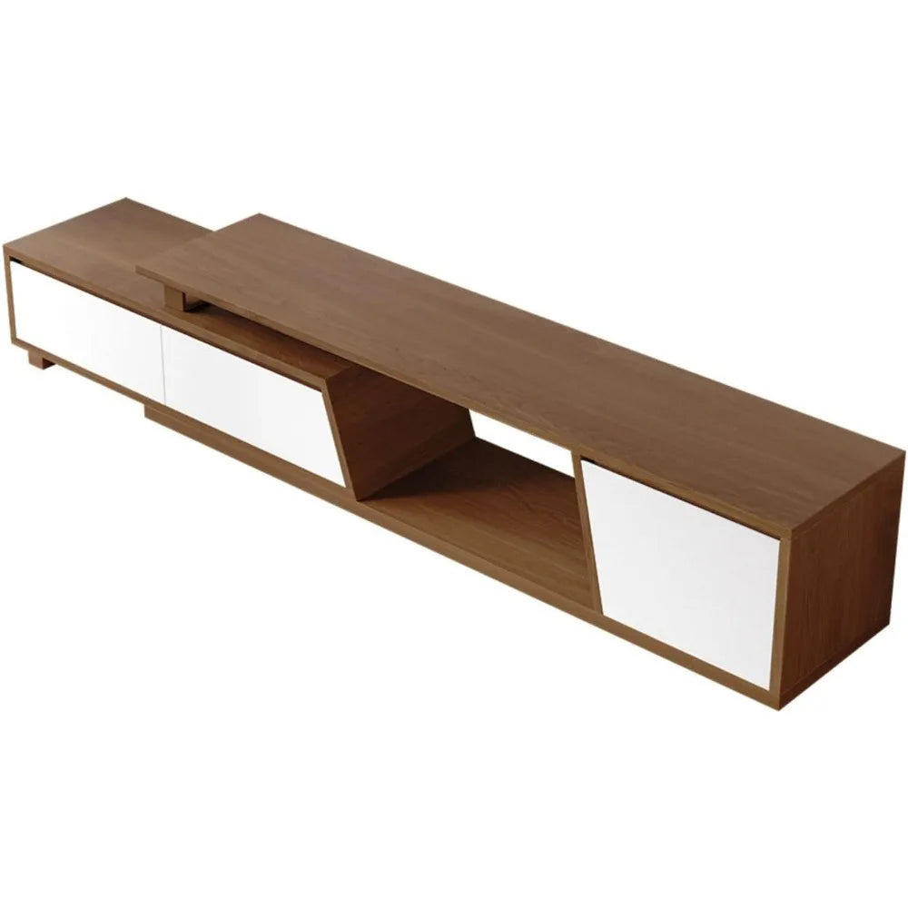 New Walnut Extendable TV Stand with 3 Drawers 