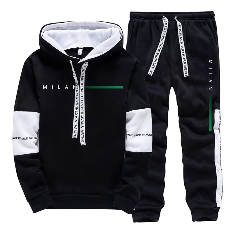 Autumn Winter Mens Tracksuit Print Hoodie Sweatshirts 