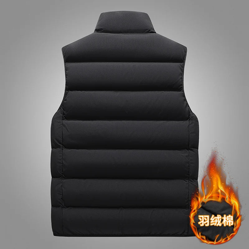 Warm Sleeveless Vest Jacket for Men Autumn Winter Windproof Zipper Coat Stand-Up Collar Casual Waistcoat Men Brand Clothing New