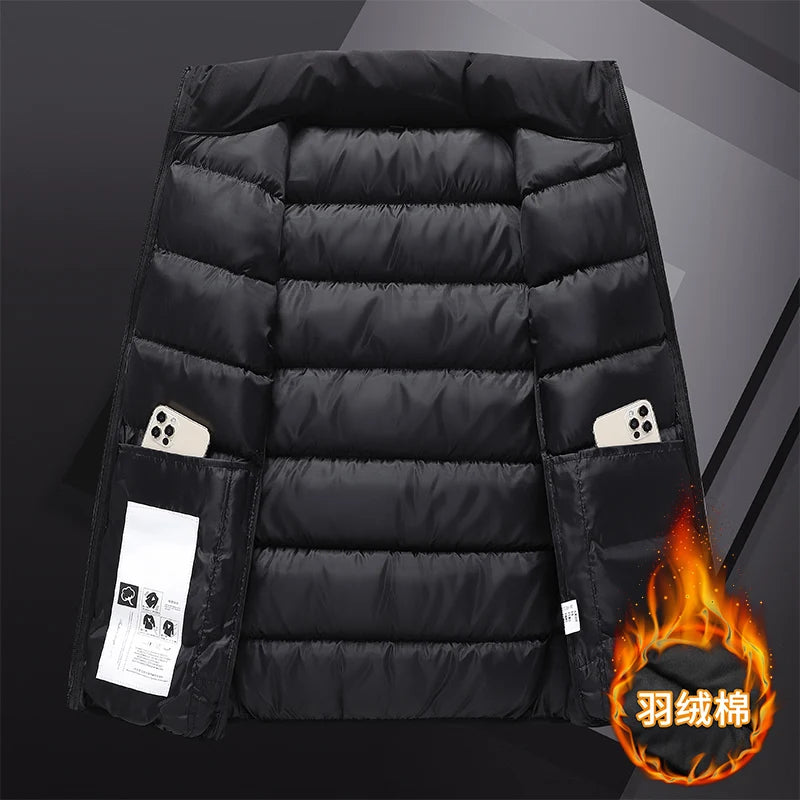 Warm Sleeveless Vest Jacket for Men Autumn Winter Windproof Zipper Coat Stand-Up Collar Casual Waistcoat Men Brand Clothing New