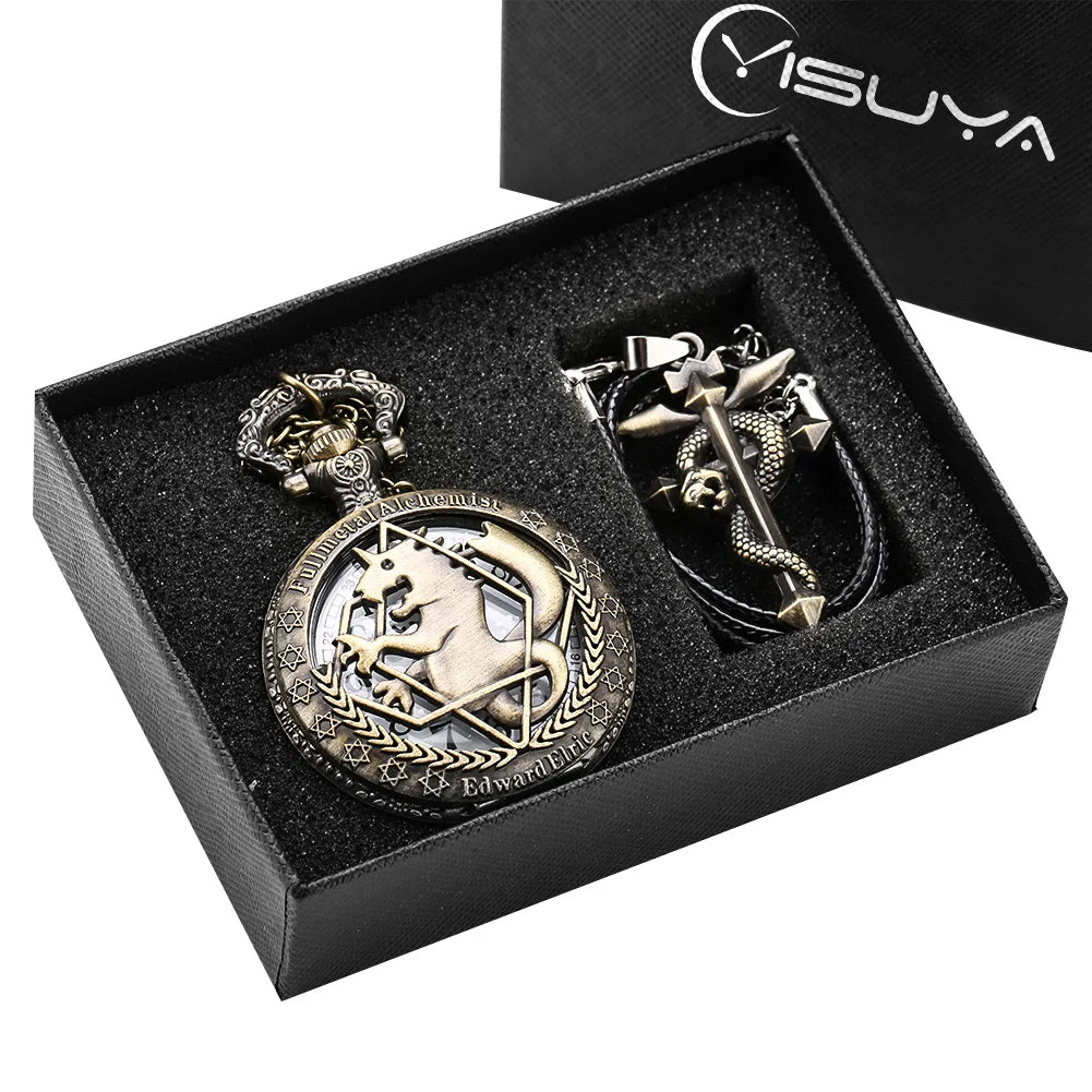 Mens Vintage Silver/Bronze Pocket Watch Pendant