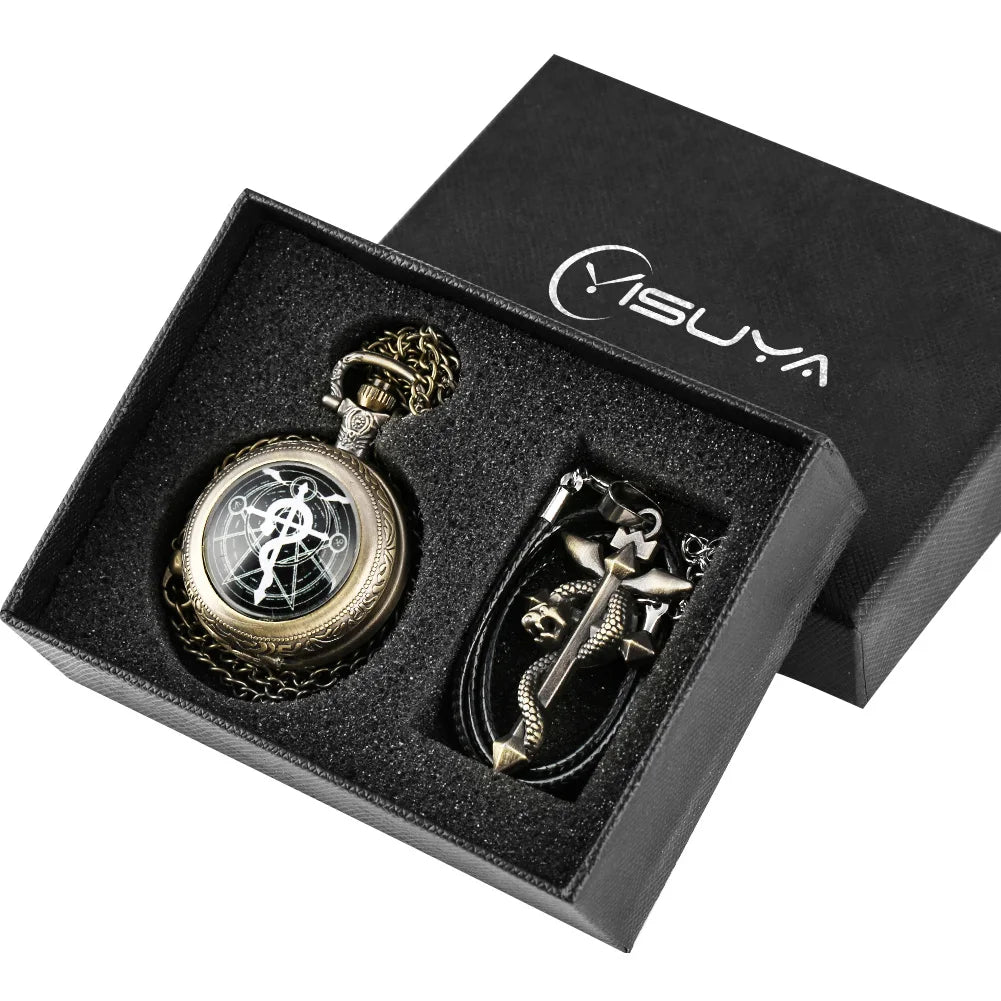 Mens Vintage Silver/Bronze Pocket Watch Pendant