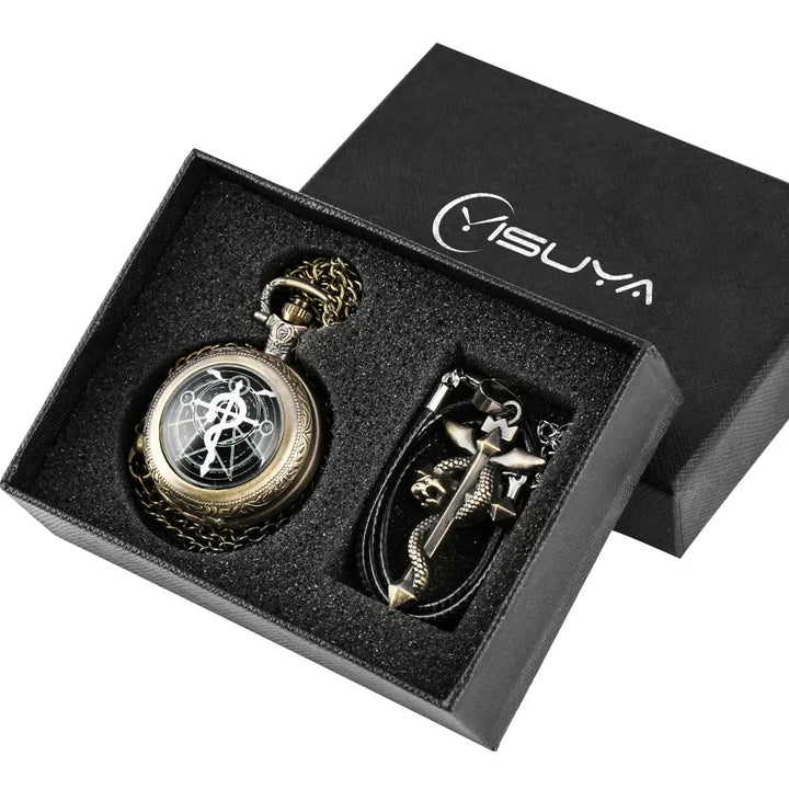 Mens Vintage Silver/Bronze Pocket Watch Pendant