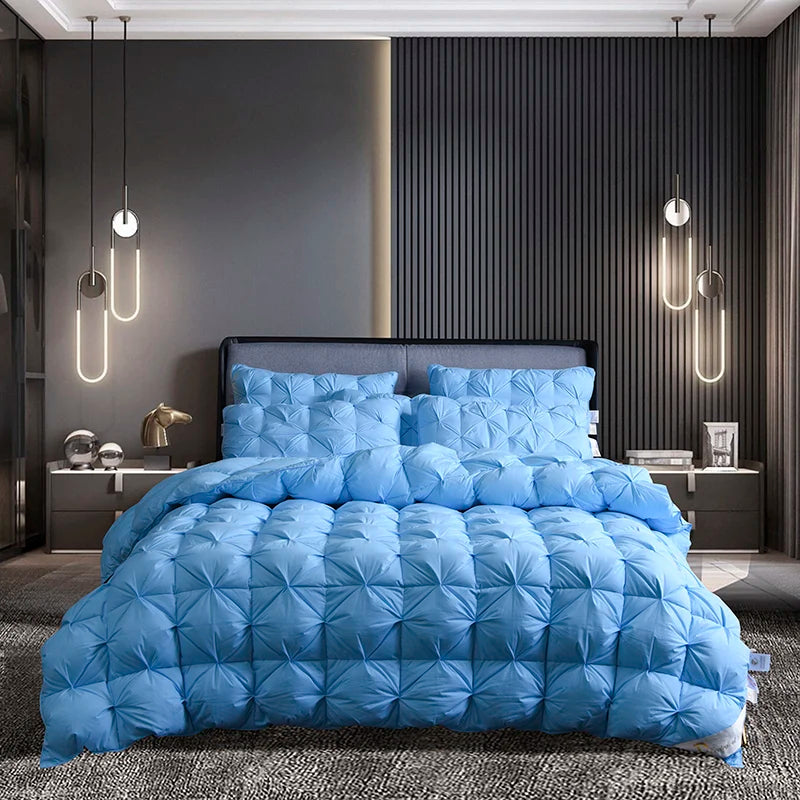 White Goose Down Winter Duvet – Thick 3D Bread Pinch-Pleat Comforter