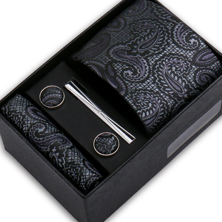 Classic Men's Tie Set Paisley Hanky Cufflinks - Gift Product 