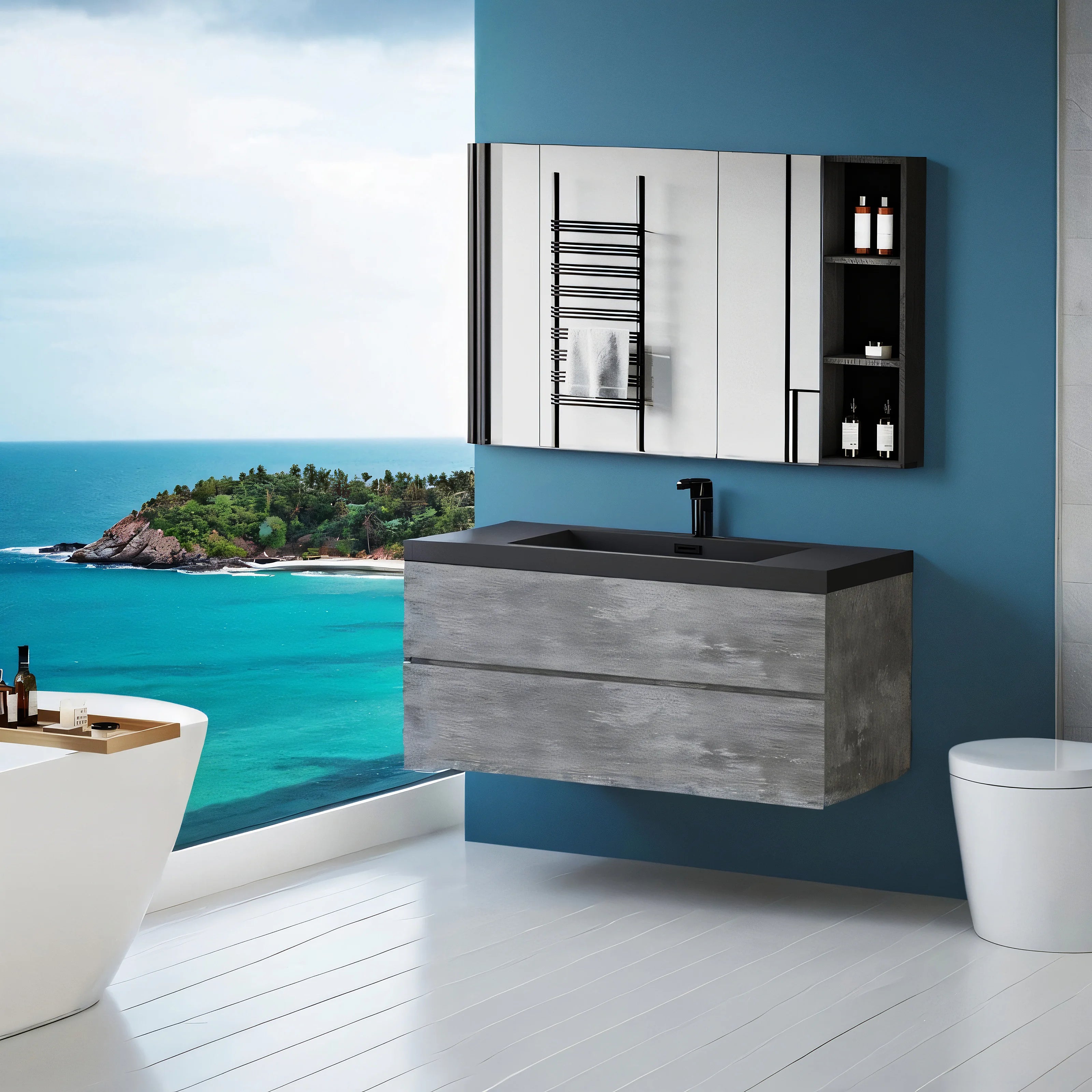 Modern Lux 48" Floating Bathroom Vanity with Sink