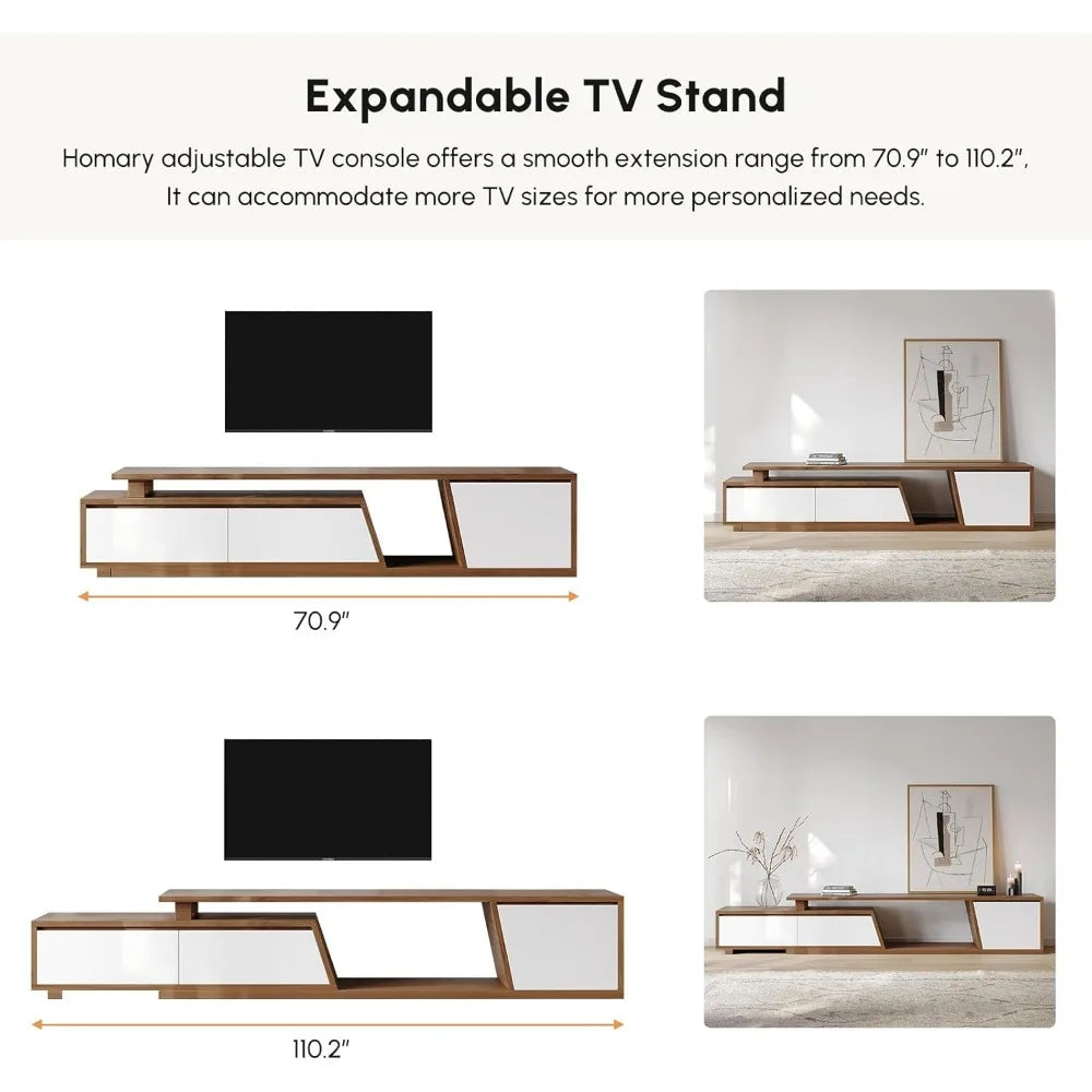 New Walnut Extendable TV Stand with 3 Drawers 