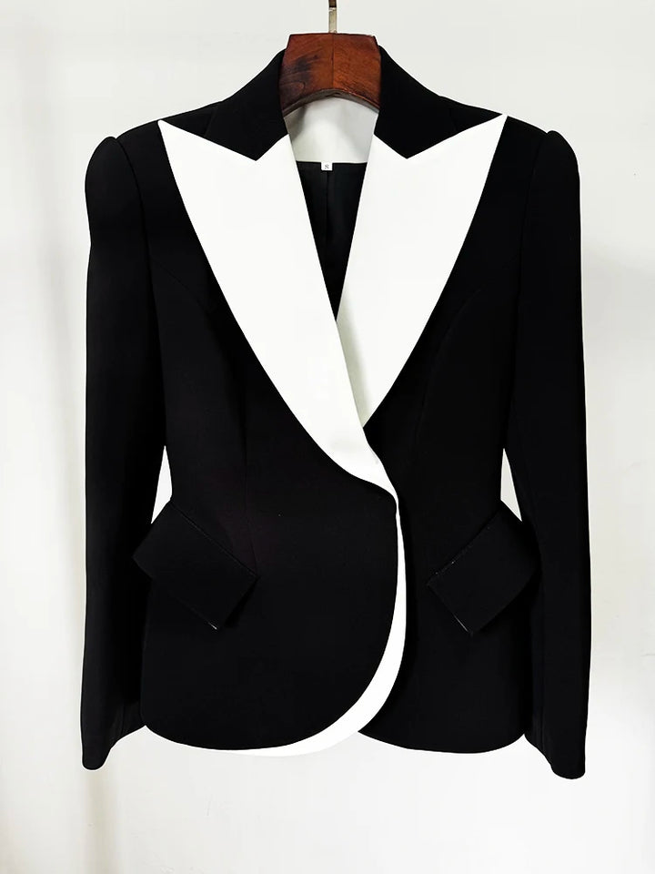 New Fusion HIGH STREET Newest 2025 Designer Jacket Women'S Color Block Patchwork  Fitting Blazer