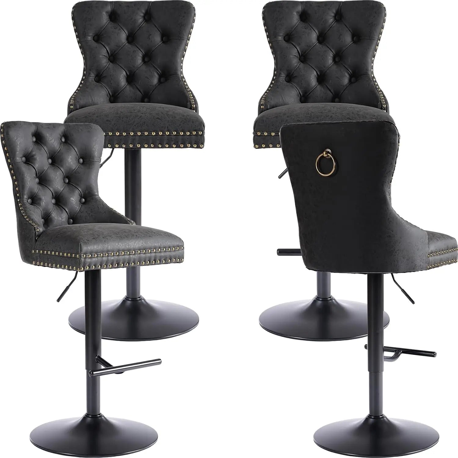 Modern Swivel Bar Stools Adjustable Bar Chairs Set of 4