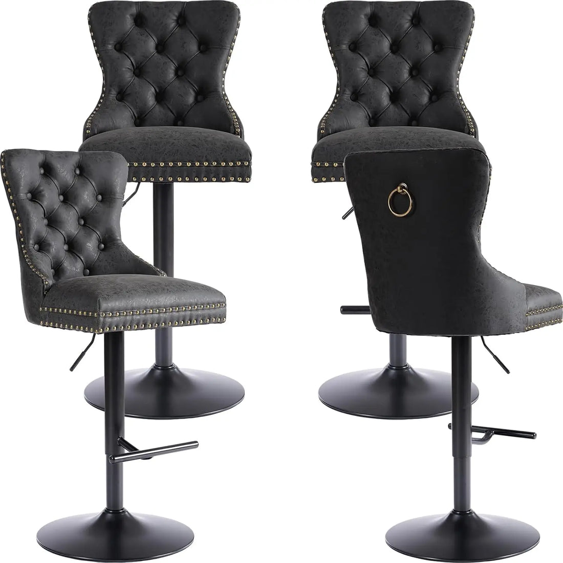 Modern Swivel Bar Stools Adjustable Bar Chairs Set of 4