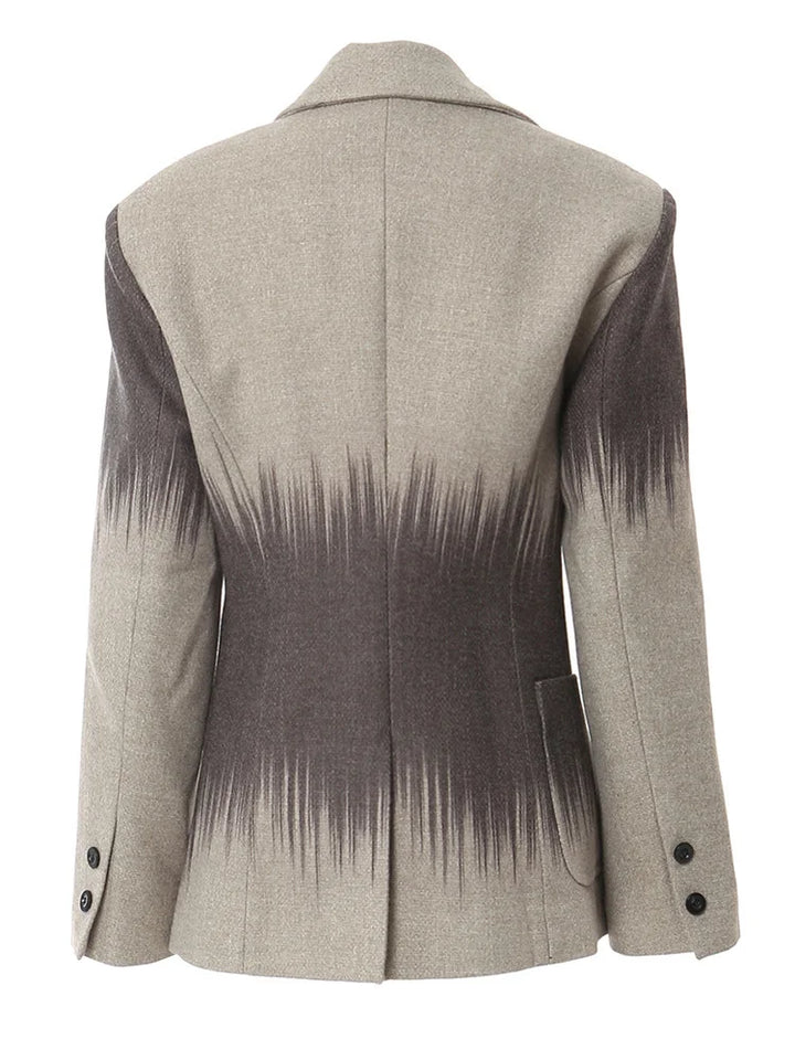 Colorblock Printting Chic Coats for Women Lapel Long Sleeve Spliced Single Breasted Asymmetrical Jackets Female New