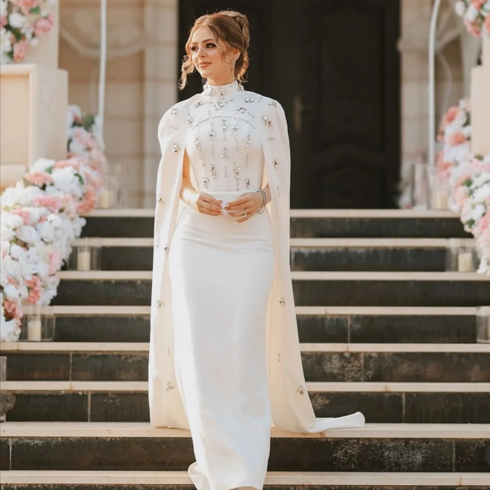 New Women High Collar Wedding Party Long Dress