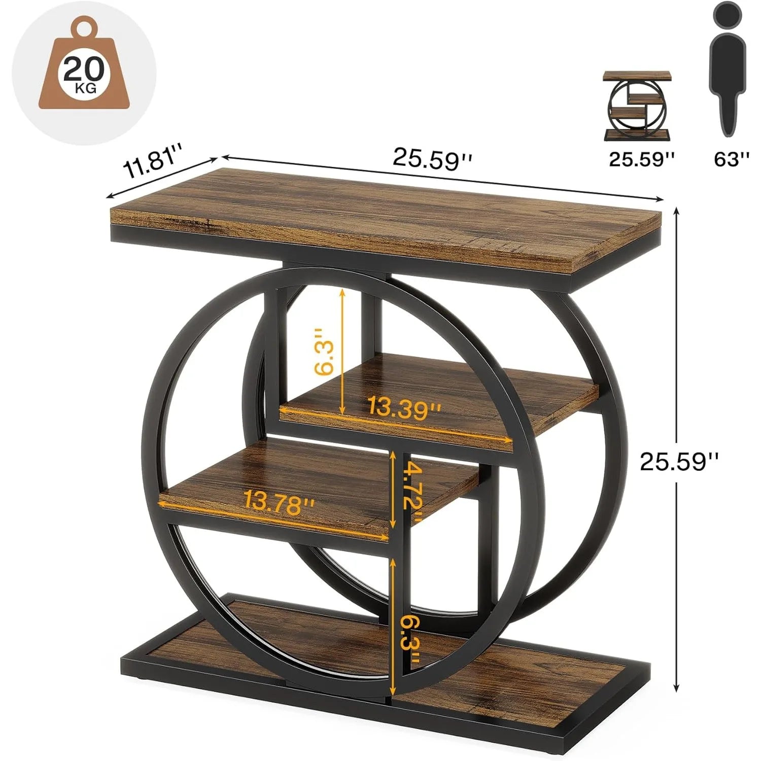 Vintage Living Room, 4-Tier - Storage Shelves Side Table