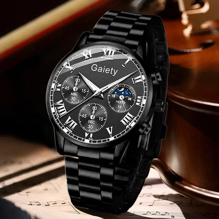 Men's Watch Bracelet Necklace Ring Set Gift