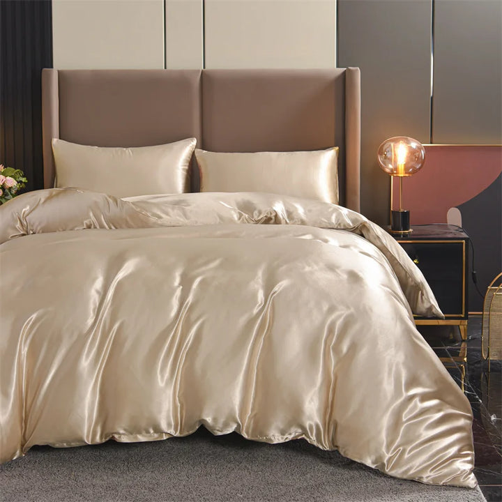 New 3Pc Satin Duvet Cover Set Bedding Luxury Sets 
