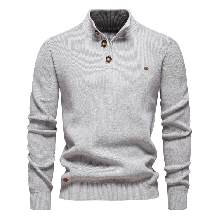 Mens Mock Neck Button up Cotton Pullover Sweaters Casual Social Knit Turtleneck Autumn Winter Sweaters for Men